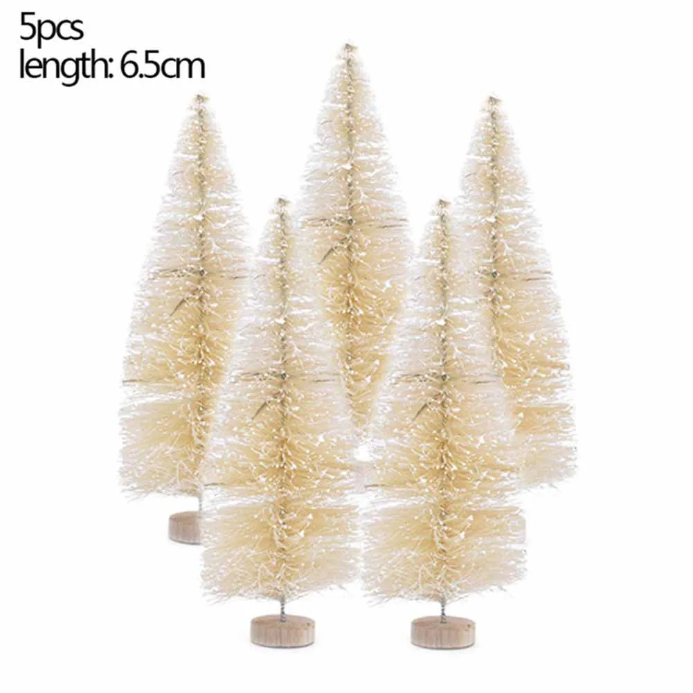 

Plastic Snow Tower Pine Mini Christmas Tree 5pcs Indoor Showcase Countertop Decoration 12.5cm