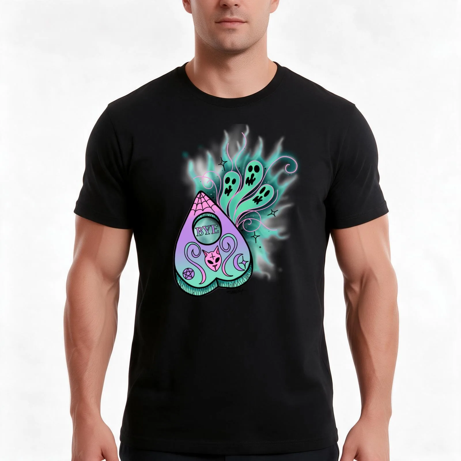 Pastel ouija planchette T-Shirt Summer Casual Cotton Tee Oversized Streetwear Tops Vintage Graphic Print Unisex Men Women