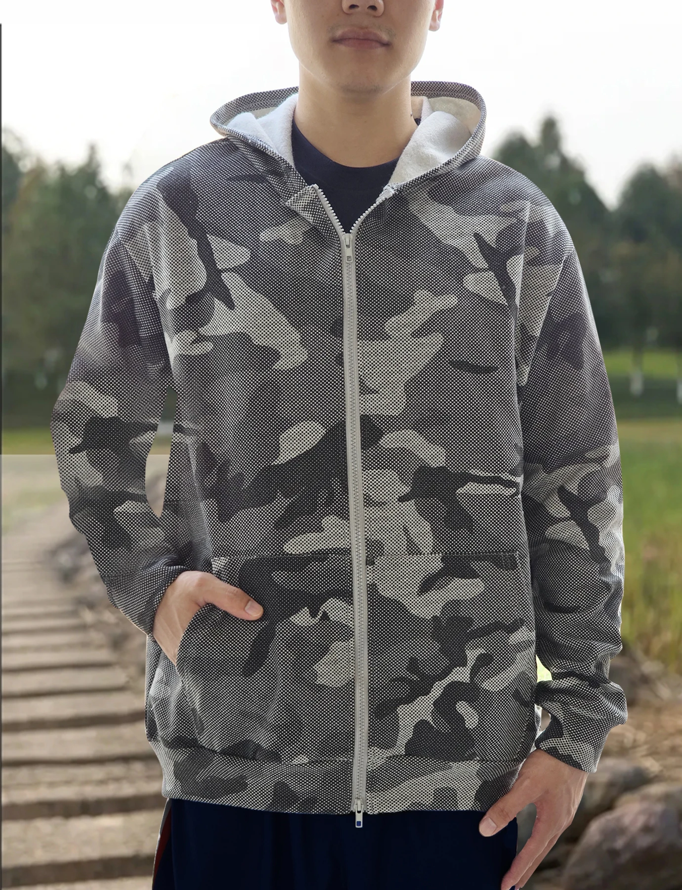 

Men's camo pattern Winter fleece Outdoor Military Military style Wilderness Hunting Sweatshirt Full zip hoodie coat for men