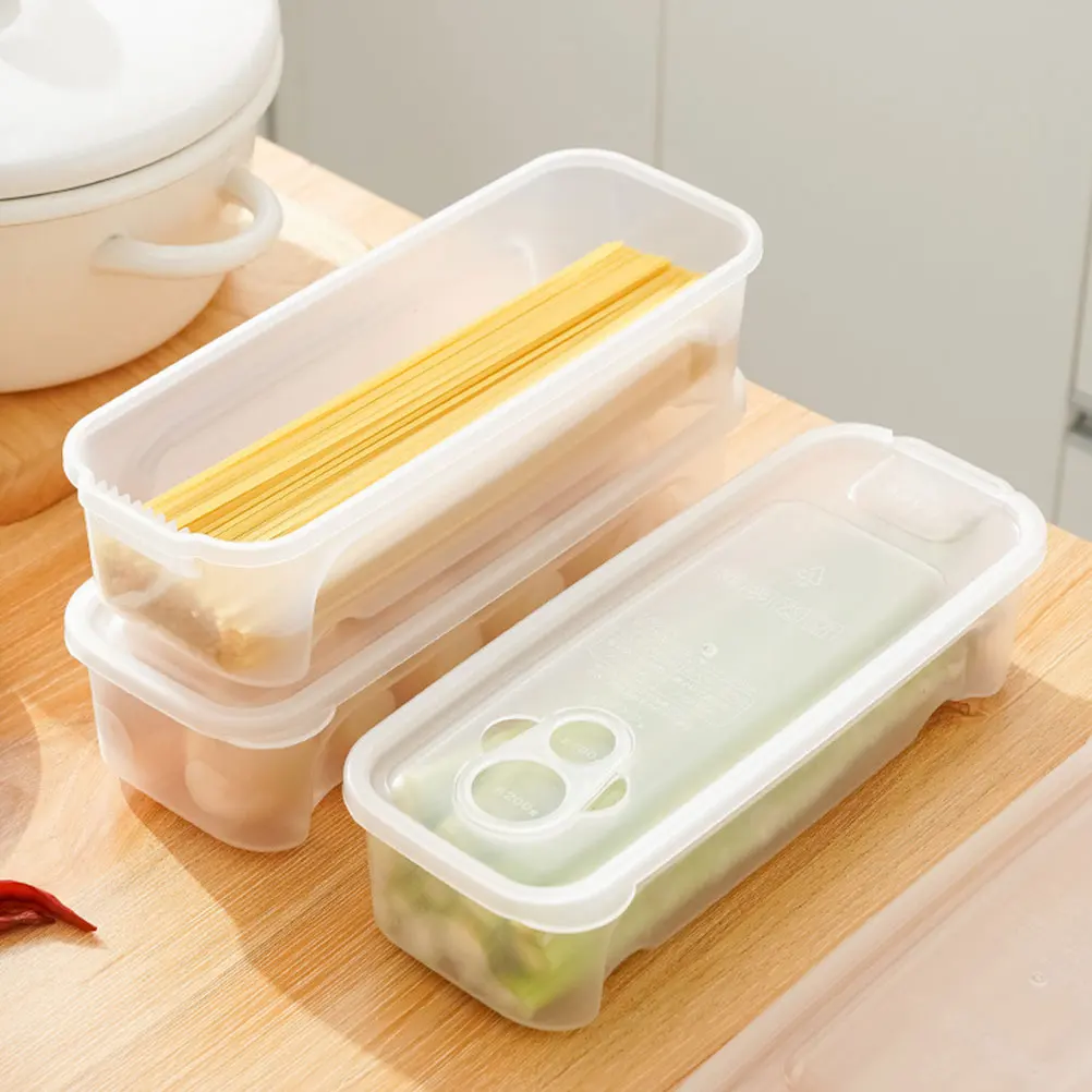 

2pcs Noodle Storage Box Spaghetti Container Airtight Food Organizer Pantry Storage Case for Pasta Beans Grains PP