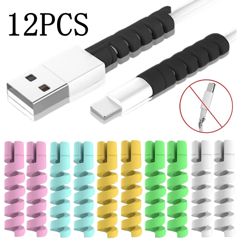 Universal Mini Data Cable Protector Spiral Line Winder Wire Cord Line Cable Organizer Office Charge Cord Protective Cover Sleeve