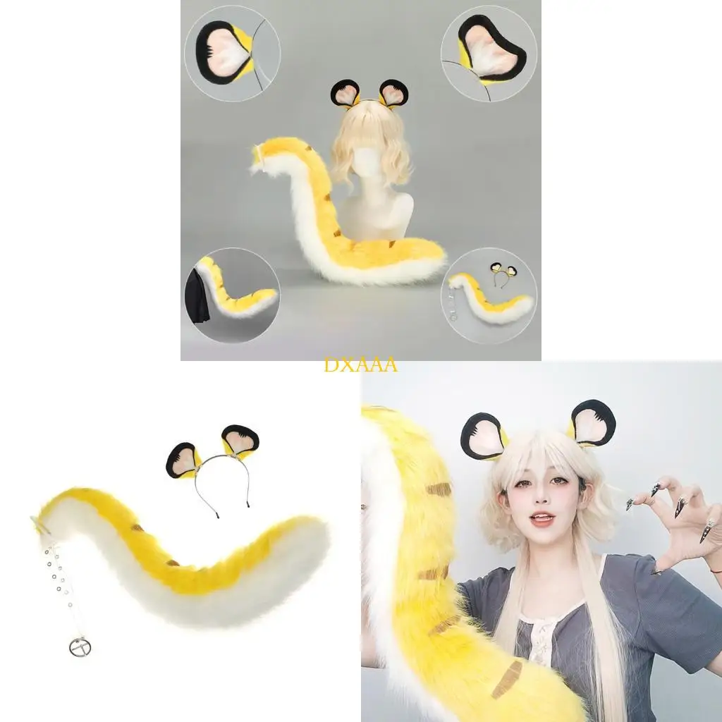 

DXAA Handmade Plush Tigers Ears Headband and Faux Furs Tail for Halloween Cosplay Party Costumes Accessories for Kids-Adults