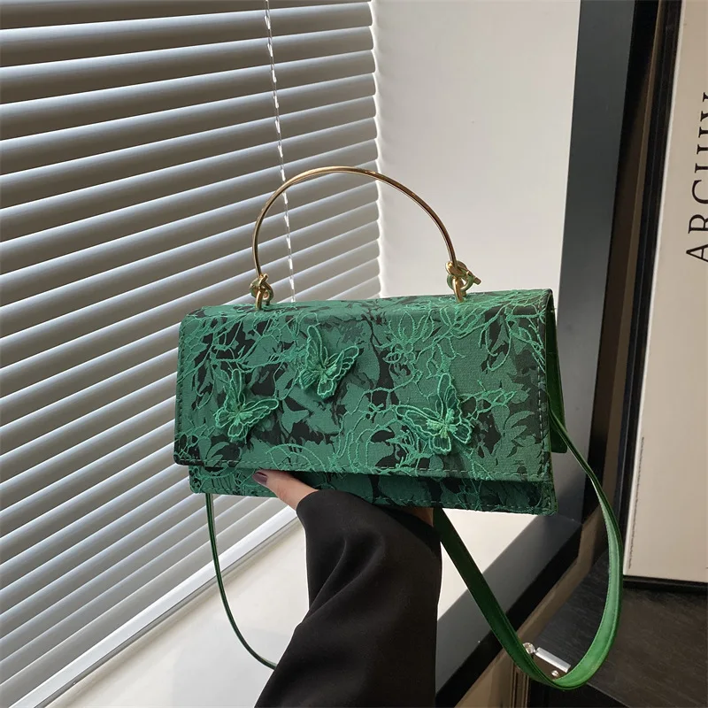 

Элегантная женская квадратная сумка через плечо с бабочкой, однотонная кружевная женская портативная сумка для ужина, роскошные женские сумки через плечо в стиле ретро