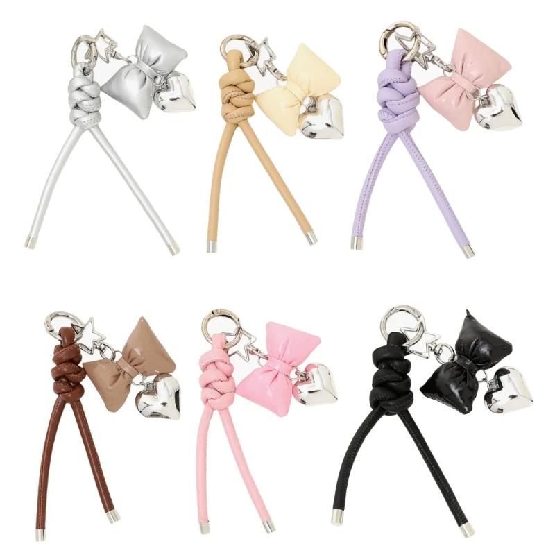 Stylish Butterfly Bows Key Chain PU Leather Keyring Bag Pendant Phone Charm Drop shipping