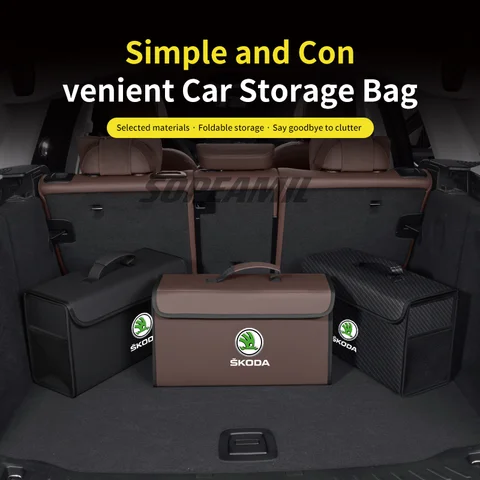 Caixa de armazenamento e organização do porta-malas de carro para Skoda Octavia VRS Kodiaq Citigo Kamiq Karoq Scala Fabia Rapid Rppmster Superb Yeti