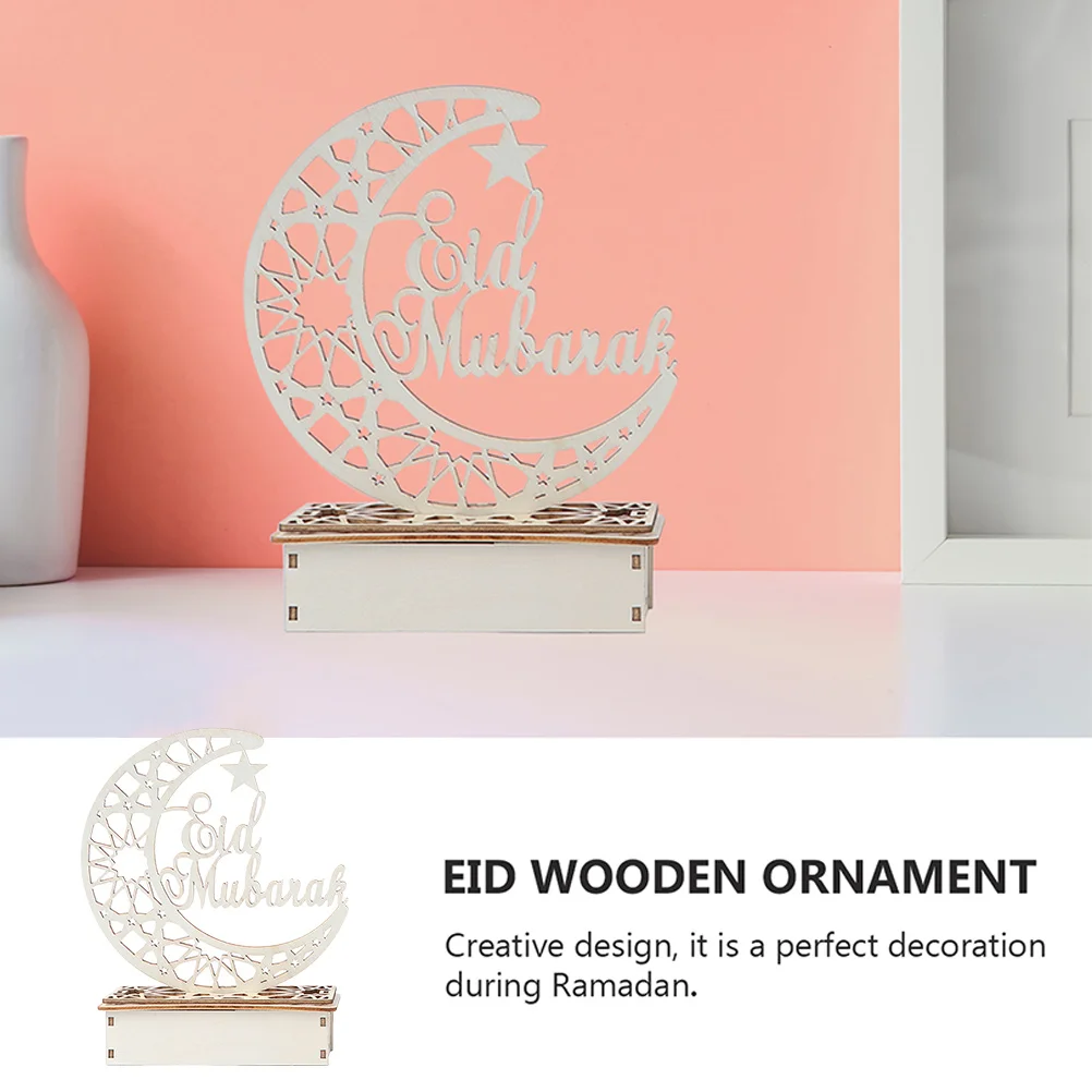 

Decorative Wooden Moon LED Light Eid Mubarak Ramadan Festival Lamp Bedroom Desktop Party Store Moon Night Lamp