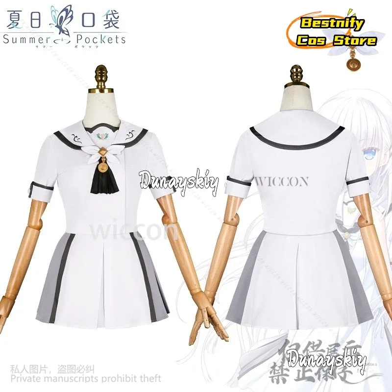 CosplayGalgame 여름 주머니 Naruse Shiroha 코스프레 애니메이션 의상 노란색 조끼 JK 교복 드레스 로리타 가발 Jirai Kei Cust