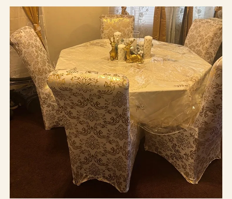 Bronzing Flower Print Removable Washable Spandex Stretch Outdoor Indoor Wedding Banquet Elastic Chair Cover Birthday Party Decor