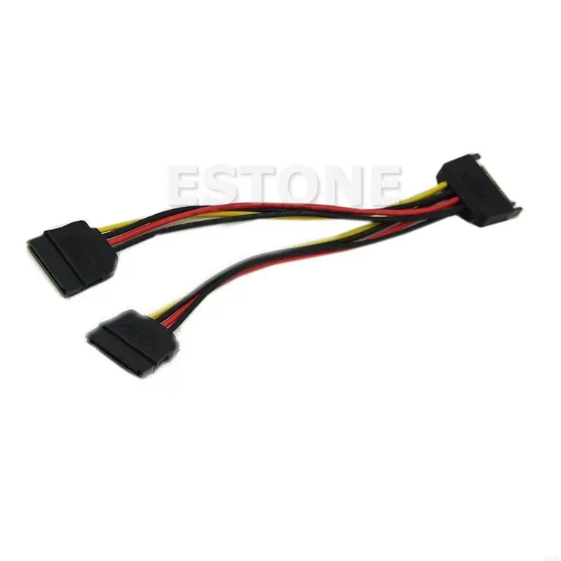 896F Hard Drive Power Motherboard Splitter 15 Pin Male to 2xSATA 15 Pin Female Transfer Splitter Extension Cable for Computer