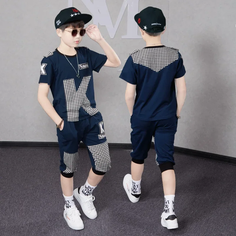 Summer Baby Boys Clothes Sets Short Sleeve T-shirt Pants Outfits 2024 New Children Clothing Suit Fashion Patchwork Kids Costume