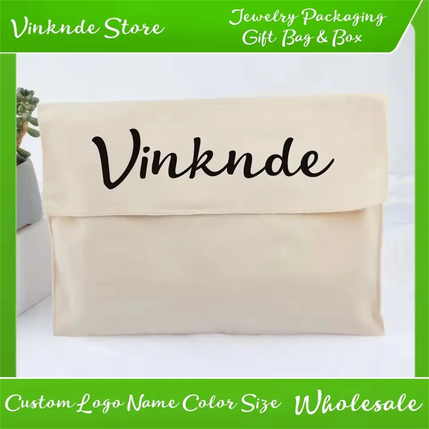 100 個高級カスタムロゴ封筒コットンキャンバスバッグ化粧品香水プロモーション白ベージュハンドバッグ包装ギフトポーチ