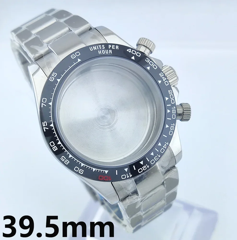 39mm Watch Case VK63 Case Stainless Steel Band Strap Sapphire Glass MOD Parts For Daytona Japan Quartz Chronograph VK63 Movement
