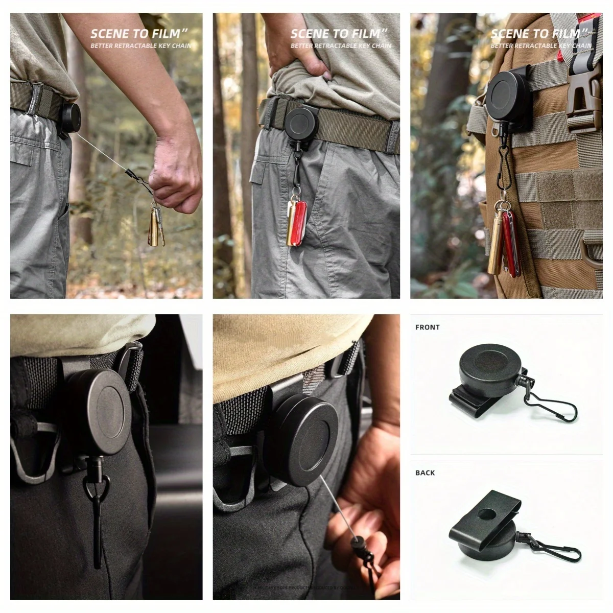 Anti-Loss Retractable Easy-pull Keychain with Belt Clip Steel Wire Rope and High Rebound Elastic Keyring