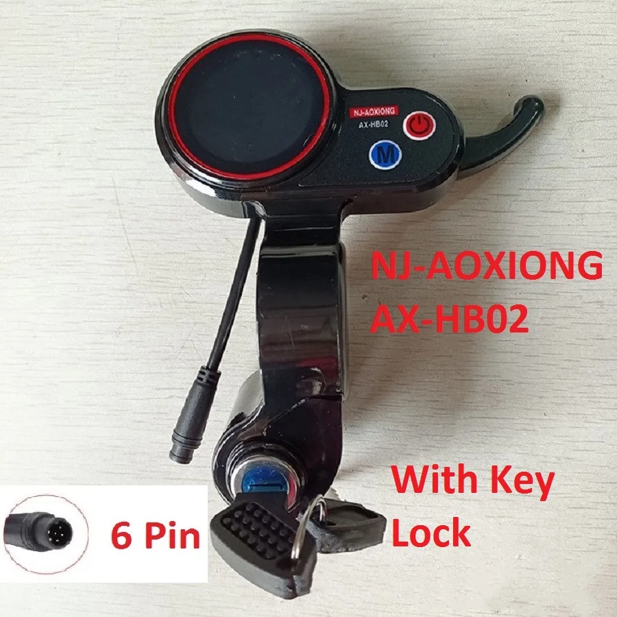 NJ-AOXIONG AX -HB02 With Key Lock Keyswitch Throttle  Dashboard LCD Display 6 pin Display  For Electric ScooterSpare Part