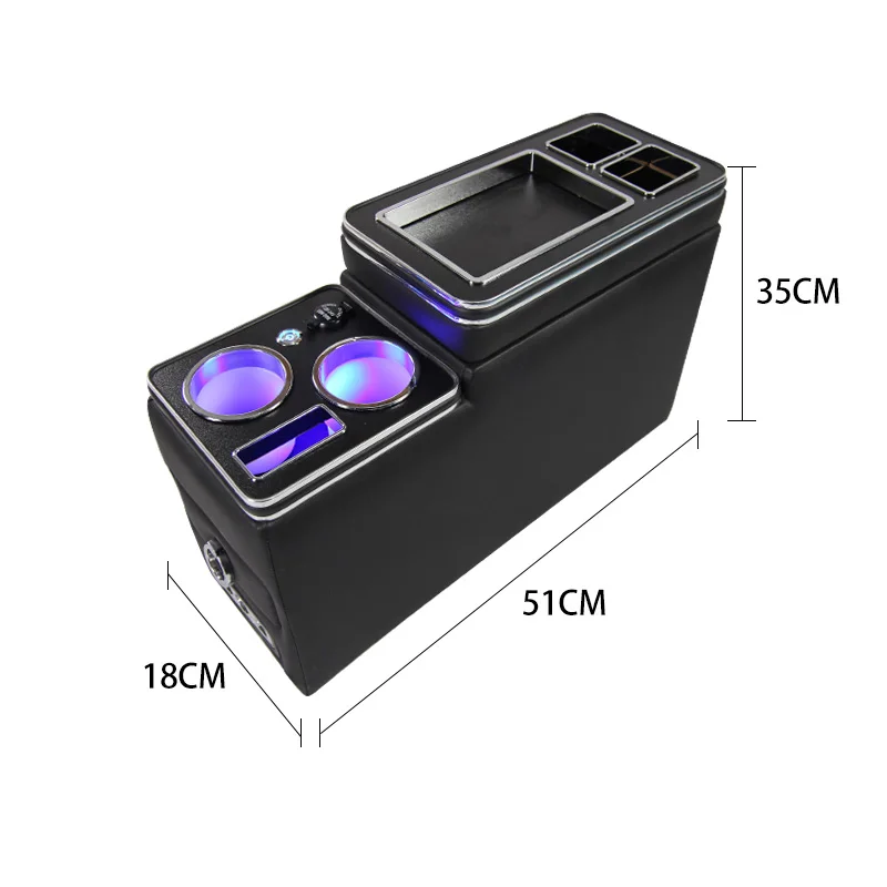 

Factory Hot Selling M4 Multifunction Car Armrest Console Box With LED Light For Van