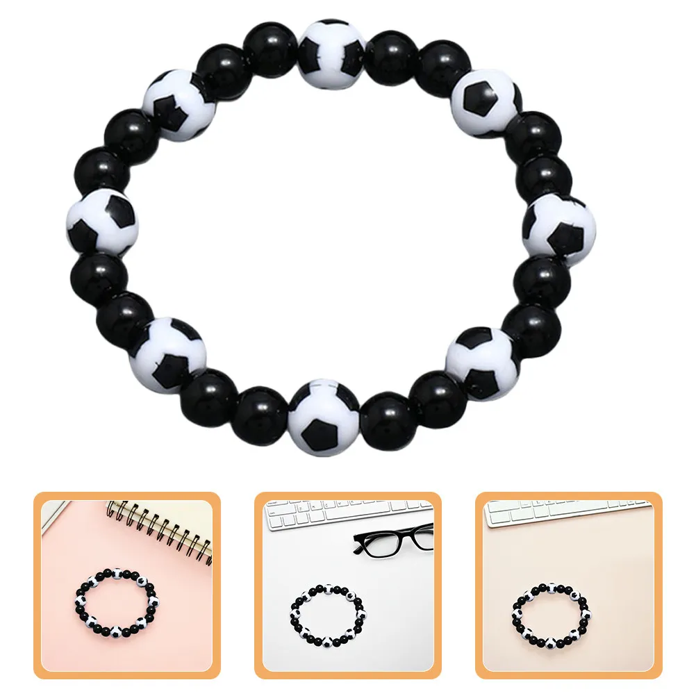 

4Pcs Soccer Bracelets Set Lightweight Sports Beaded Bracelets Football Charm Accessories for Men Women Sports Party Favor Daily