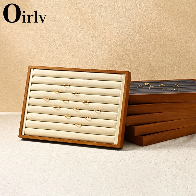 Oirlv Solid Wood Jewelry Display Exquisite Jewellery Holder Portable Ring Earrings Necklace Organizer Box organizator de boys