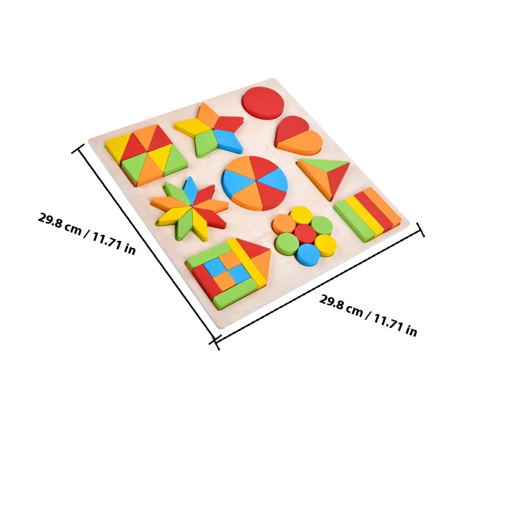 1 ensemble de formes géométriques en bois, blocs de construction de Puzzle assortis pour les tout-petits, apprentissage précoce des enfants, reconnaissance des formes, couleur sensorielle