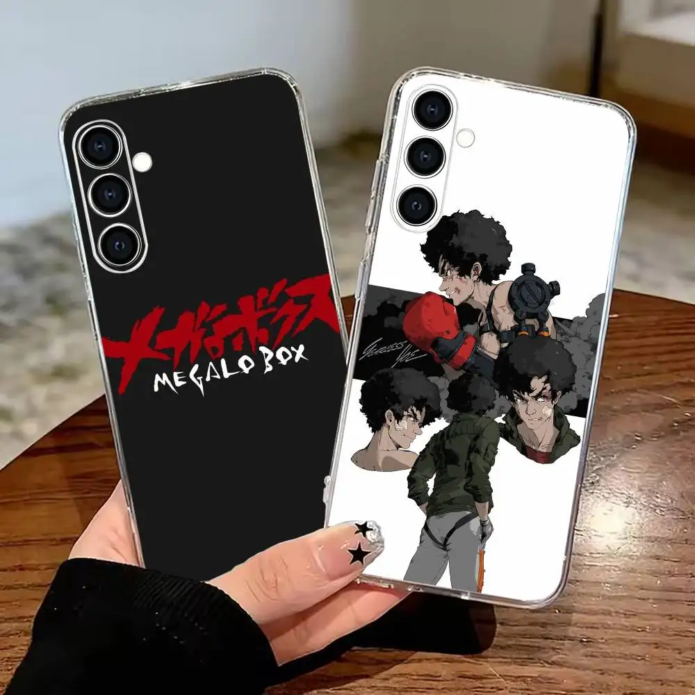 Anime Fighter M-MEGALO BOX Phone Case for Samsung Galaxy A55 A06 A16 A26 A36 A56 A25 A35 A15 Transparent Flexible Cover