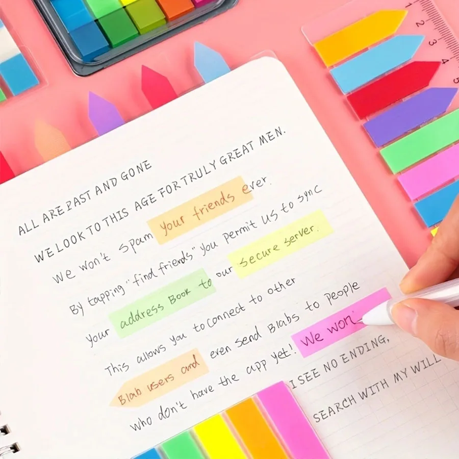 100 Sheets of Waterproof Colored Transparent Sticky Notes , Mini Self-Adhesive Post-it Pads For Planner Home & Office School