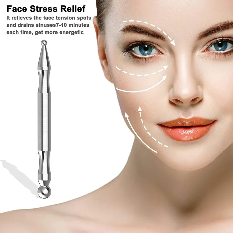 

Acupuncture Pen Stainless Steel Deep Tissue Massager Dual Head Facial Reflexology Acupressure Bar for Body Meridian Relief Pain