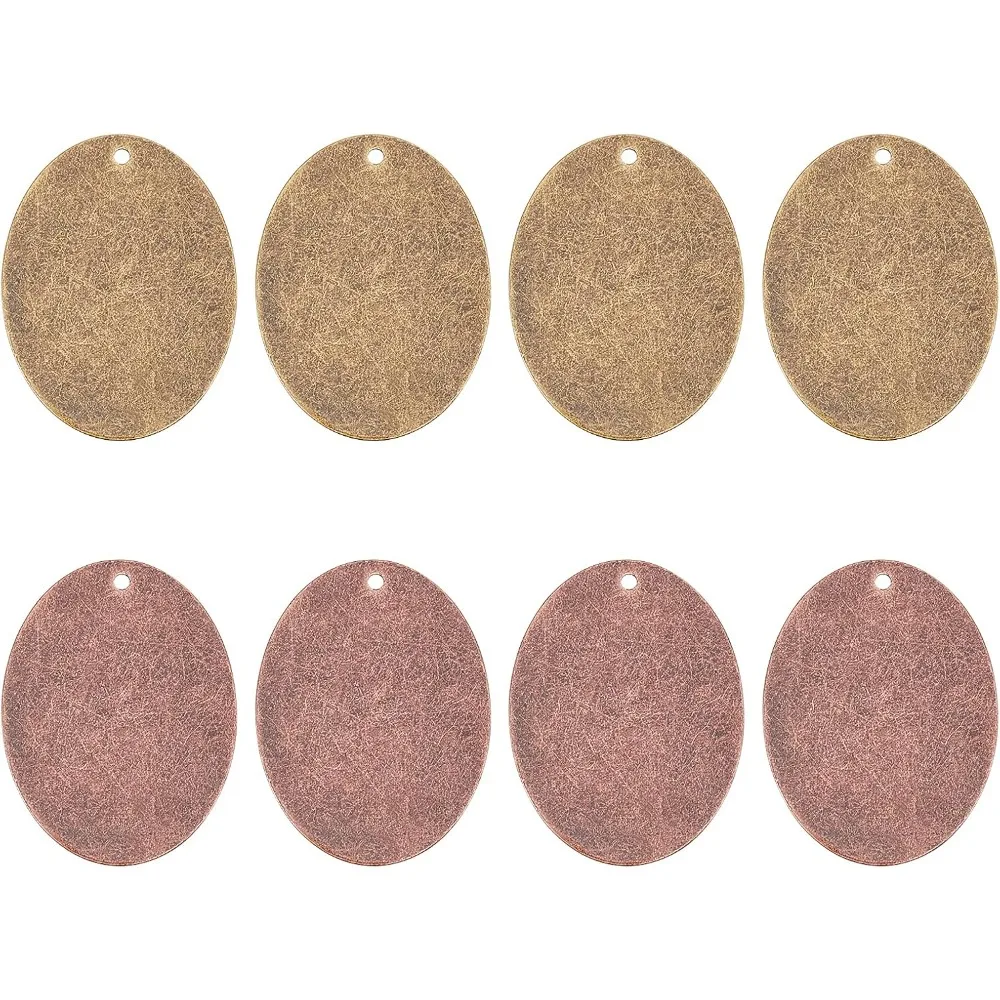 

40pcs 2 Colors Brass Blank Stamping Tag Pendants Oval Metal Stamps Tags for Earring Bracelet Pendant Jewelry Necklace kit
