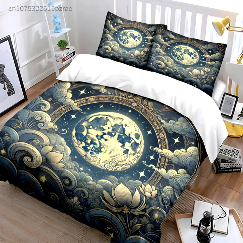 Moonlit Lotus Design Set Multiple Sizes kid's And adults' Bedroom Exquisite 3PC Bedding set, Gift