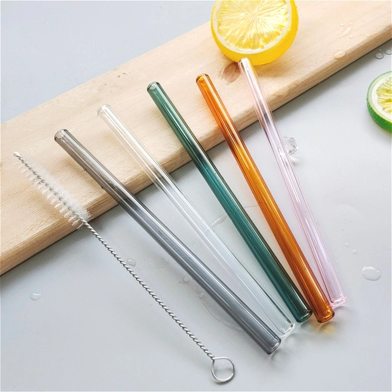 5pcs/box 8*150mm Straight High Borosilicate Eco-Friendly Glass Straw for Coffee, Milk Tea & Beverages,Ideal Christmas Gift
