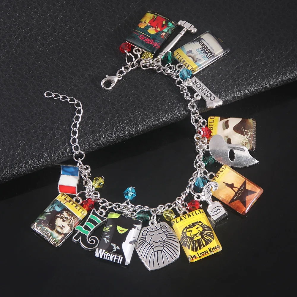 Lion King Broadway Musicals Charm Bracelet 14 Pendants Multiple Bangle Bracelets for Women Men Cosplay Jewelry Gift