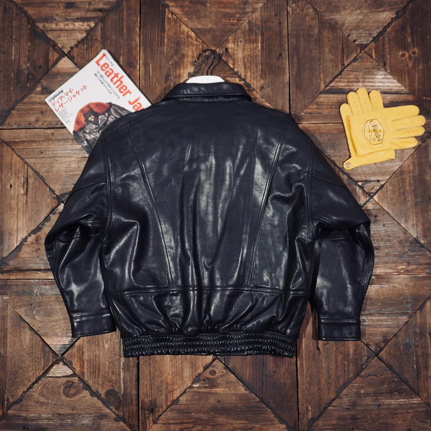 Tailor Brando Full-Grain Water-Dyed Cowhide Men's Oversized Reversible Collar Vintage Genuine Leather Jacket