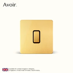 Avoir Wall Light Switches Gold Dimmer Retro Push Button Switch 1-4Gang 2 Way Power Socket With Usb For Home Brass Lever Switch