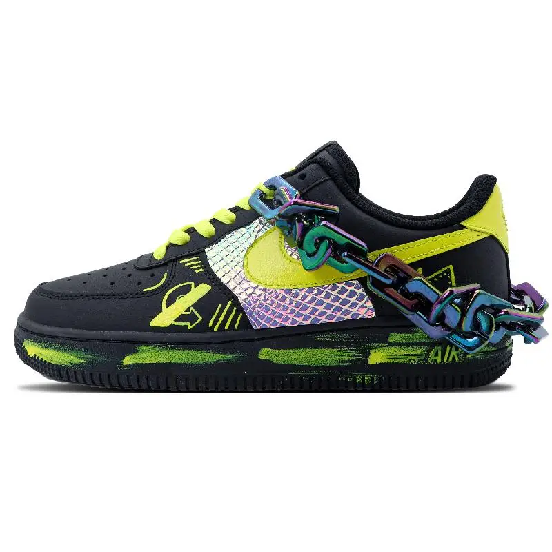 

[Custom Bumblebee]Nike Air Force 1 Thermal Coverage Low Top Skateboard Shoes Women's Yellow Black