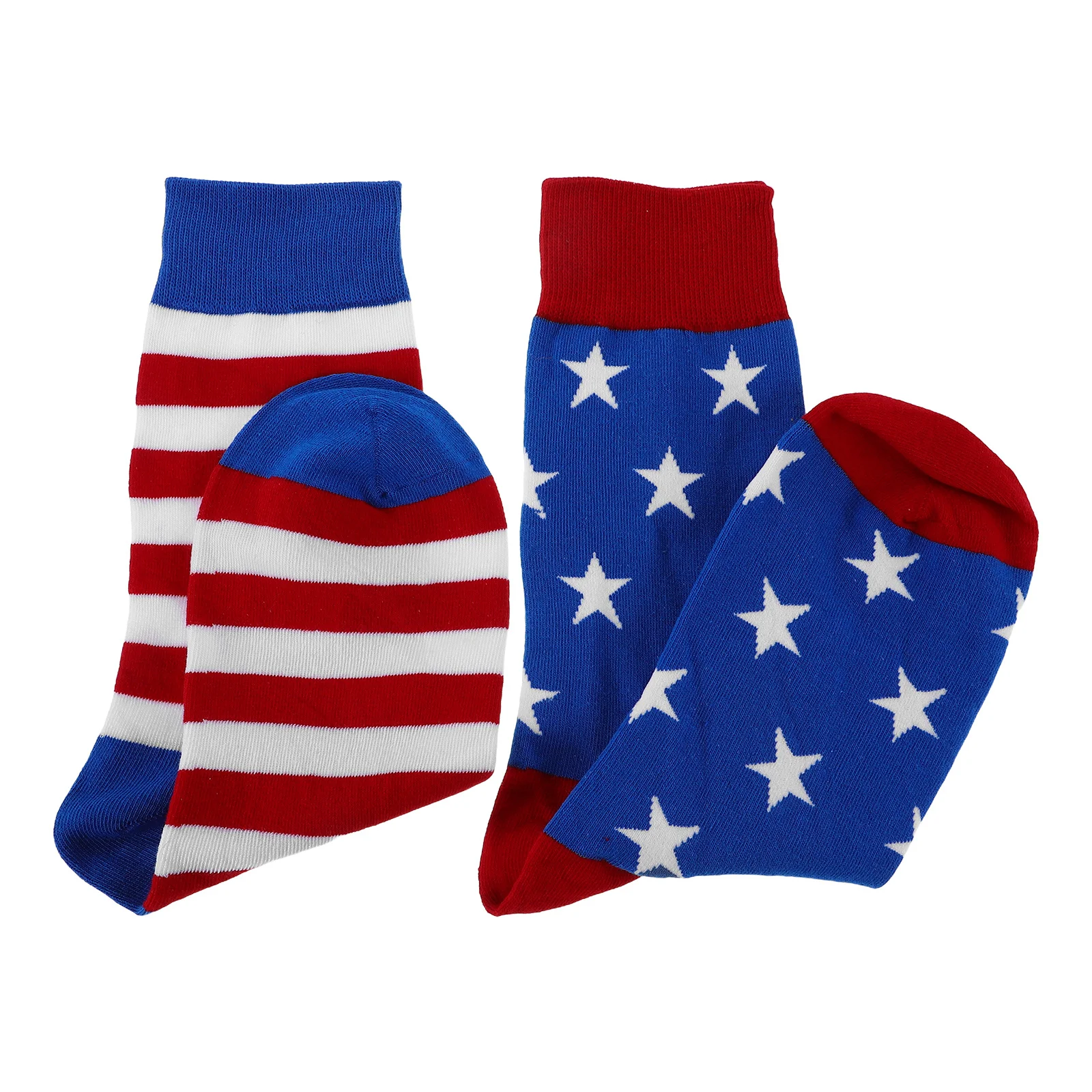 

1Pair Mens Patriotic Socks American Flag Striped Design Midcalf Breathable Fabric for Independence Day Outdoor Events Sports