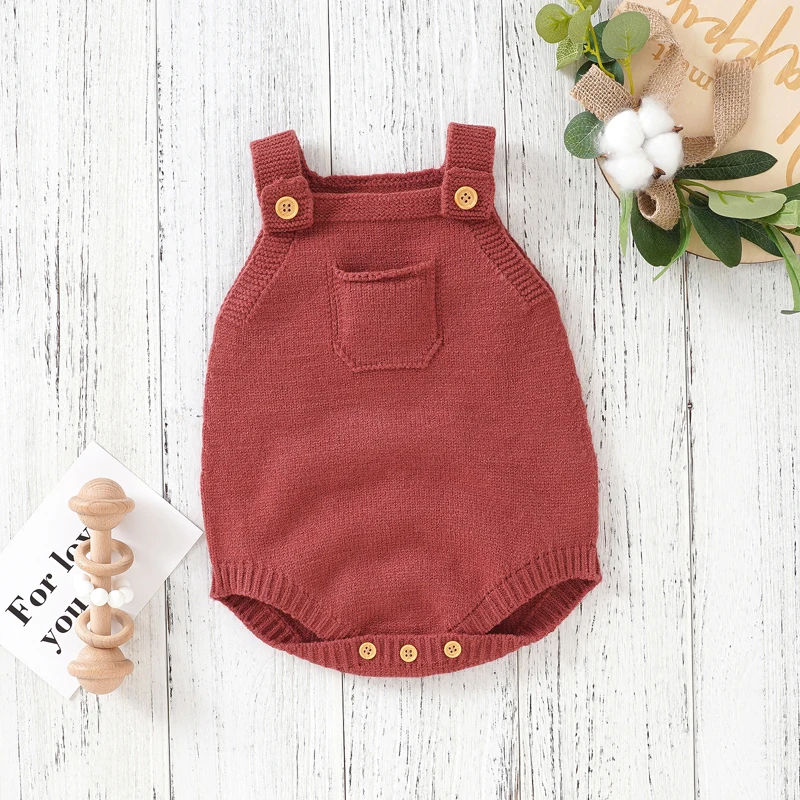 

Baby Bodysuits Knit Infant Girl Newborn Boy Jumpsuit Fashion Solid Children Sling Clothes Overalls Sleeveless 0-18M Tops Summer