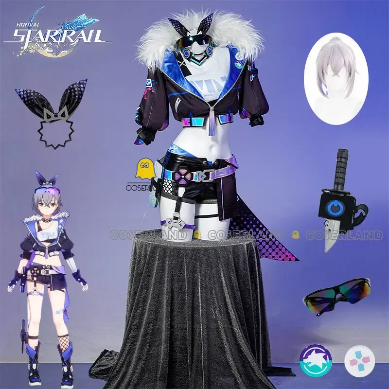 Honkai Star Rail Silver Wolf Cosplay Costume Wig Uniform Glasses Earrings Weapon Stellaron Hunters Hacker Party Women Role Play