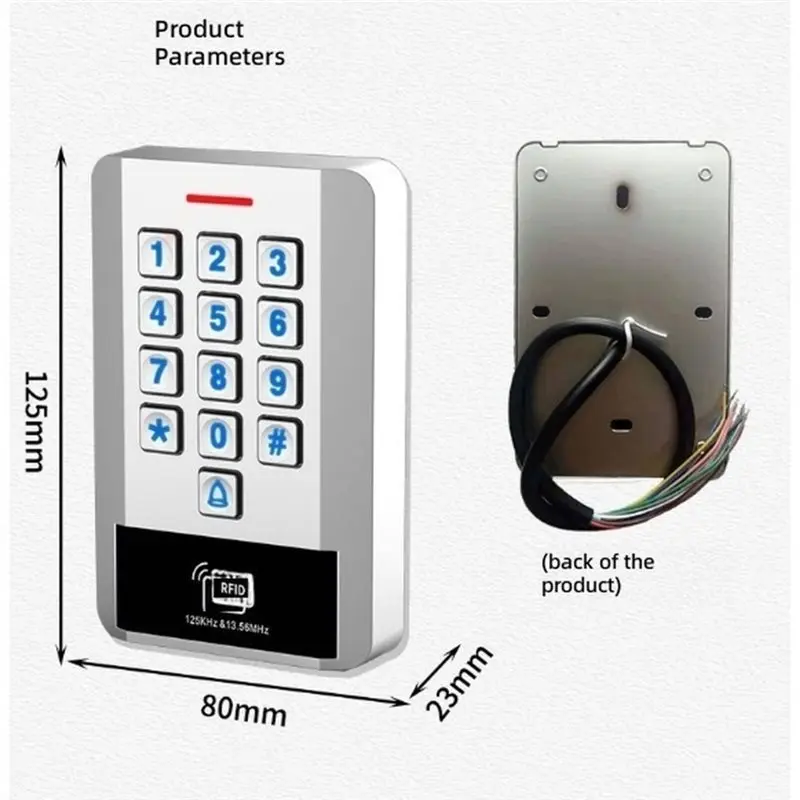 RISE-Waterproof Metal Standalone Controller/Smart Keypad Reader 125Khz RFID Access Control System