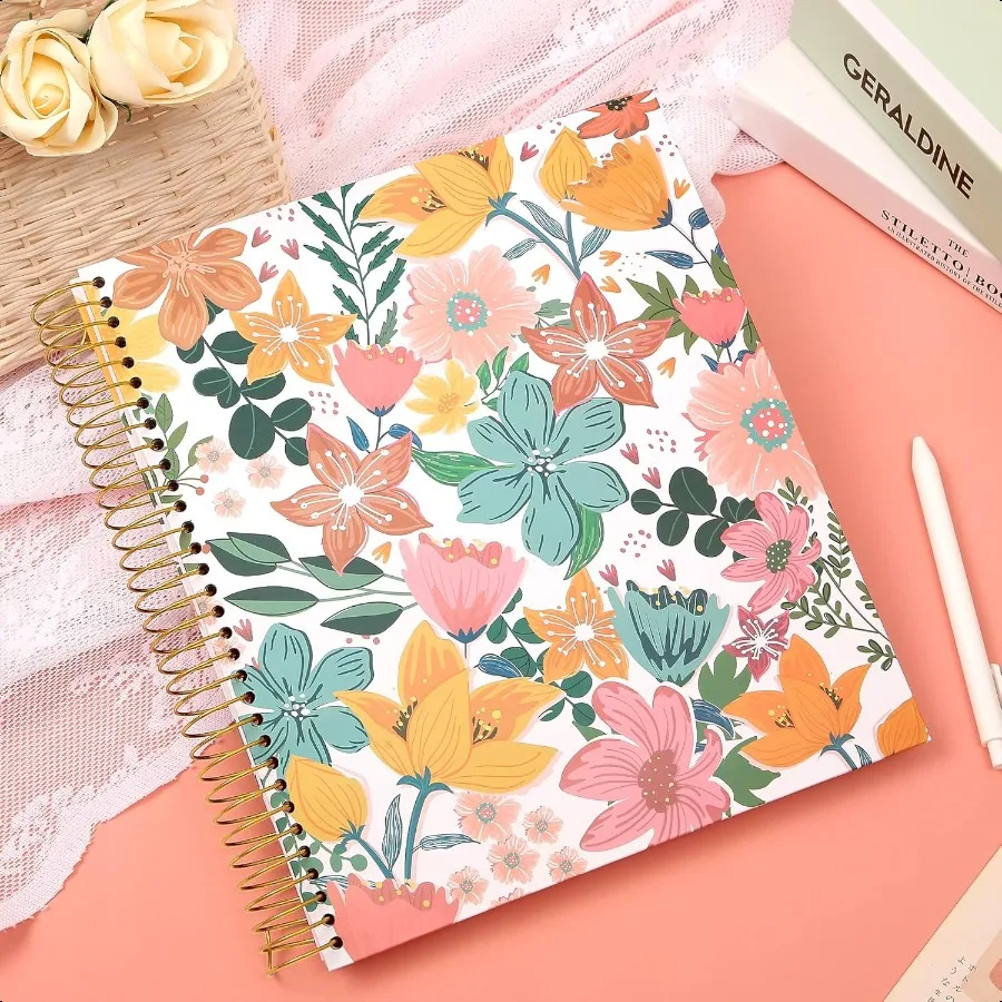 Hardcover Spiral Notebook College Ruled Aesthetic Spiral Notebook Journal with Large Pockets Note Book for Note Taking Work Wom