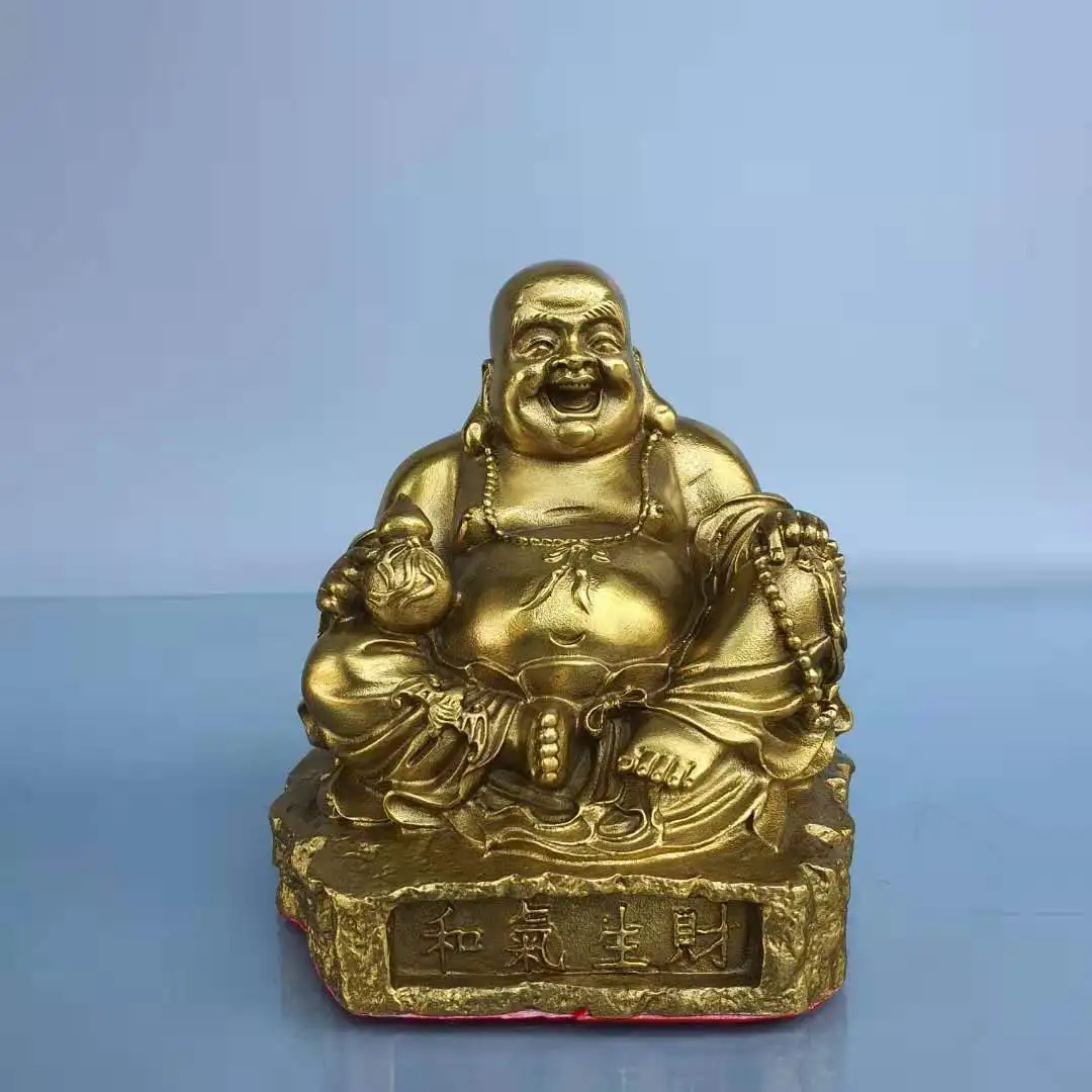Brass Maitreya Laughing Buddha Car Ornament Center Console Big Belly Buddha Statue Home Furnishing Store Decoration Crafts Maitr