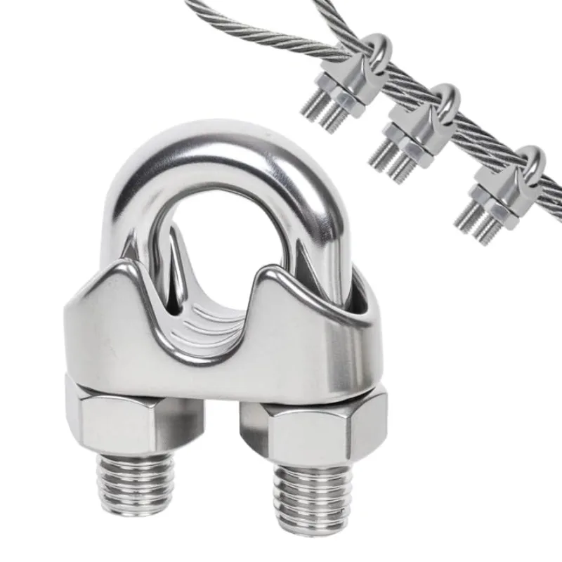 U-Bolt Cable Clamps Stainless Steel M2-M10 Wire Rope Fixing Clip Cable Clamp Fastener Saddle Metal Fastener Tensioner Hardware