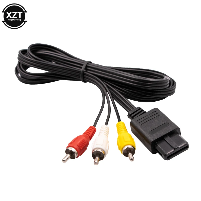 Newest 1.8M 6FT 2 Audio Output Connectors AV TV RCA Video Cord Cable for SNES Game Cube for Nintend N64/64 Game Cable