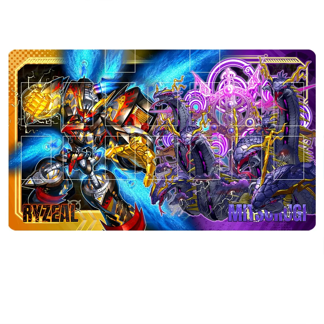 Yu-Gi-Oh! Tapis de jeu de cartes à collectionner en caoutchouc simple de 2 mm avec bord cousu, 600x350mm, pour Ryzeal Detonator/Mitsurugi Deck, également utilisable comme tapis de souris, DIY
