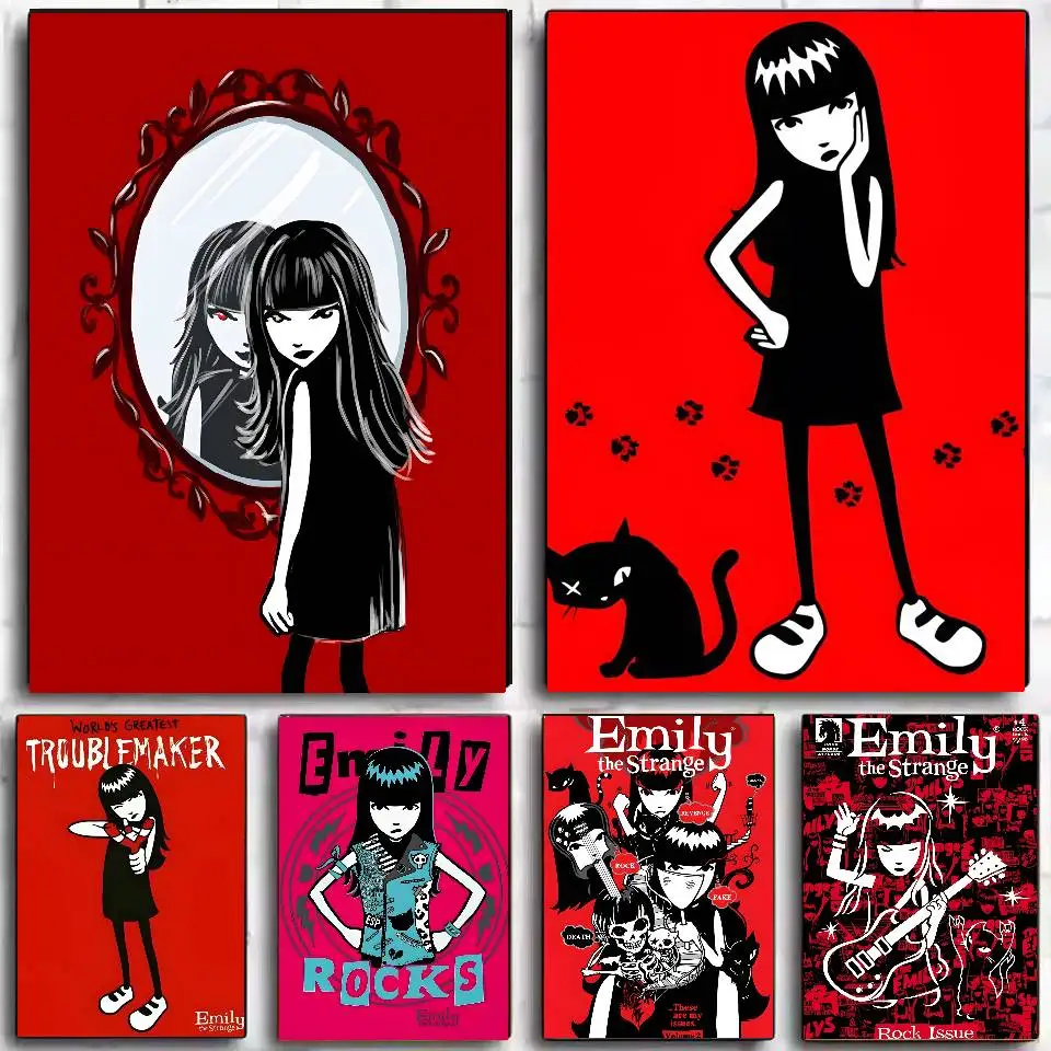 E-Emily the Strange Poster  Self-adhesive Art Waterproof Paper Sticker Coffee House Bar Dorm Room Wall Decor