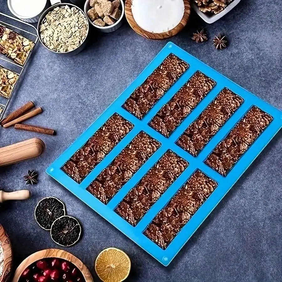 1pc Silicone Granola Bar Mold, Candy Bar Mold, Rectangle Protein Bar Mold, For Baking Chocolate Bars, Cereal Bars, Cheesecake