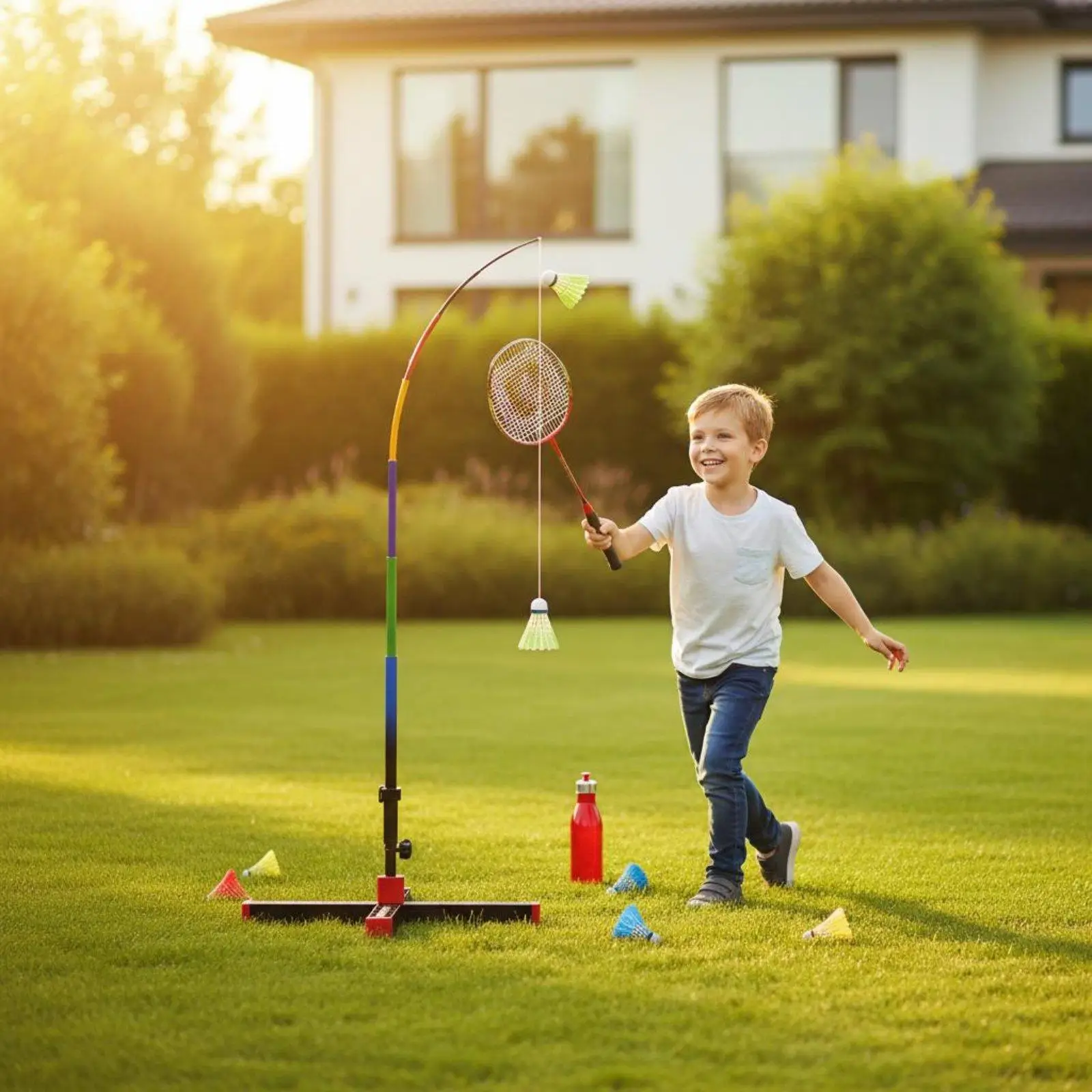 Badminton Trainer Single Player Practice Stand Stable Water Base for Home and Outdoor Sports Training
