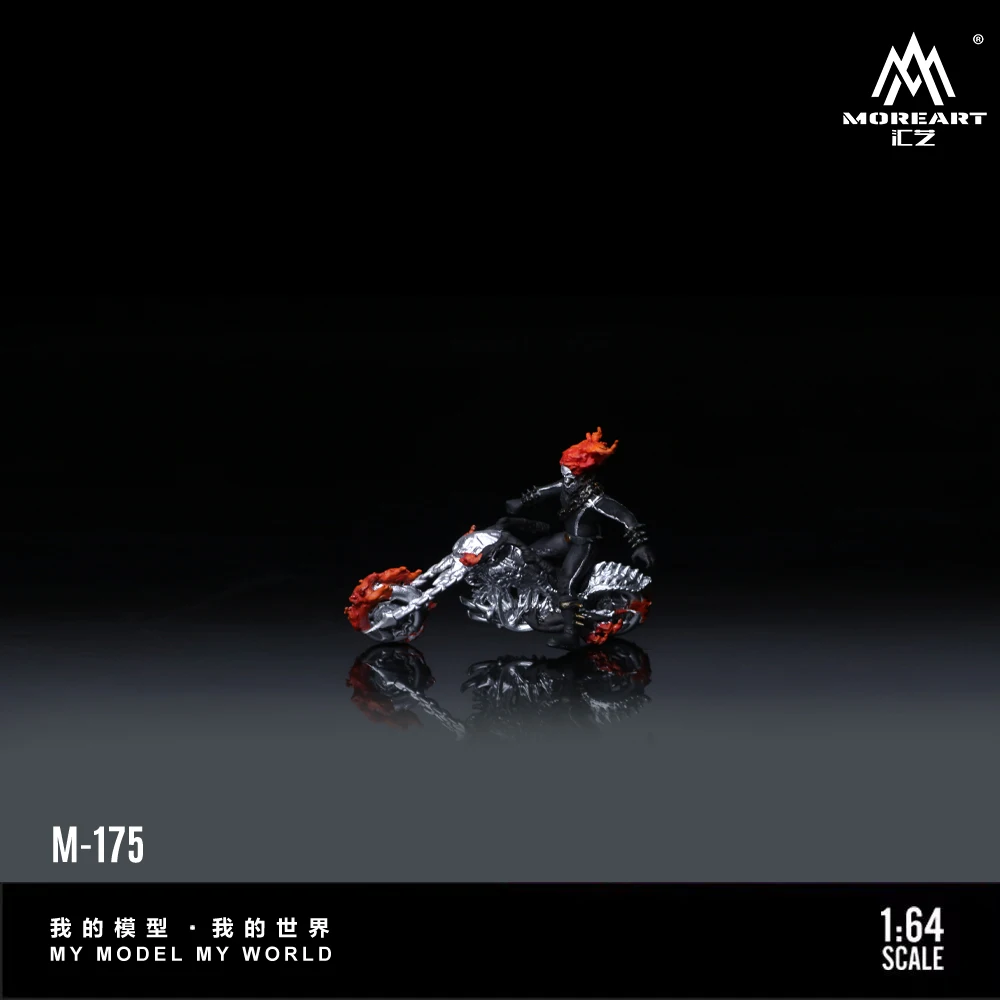 MoreArt 1:64 Evil Spirit Knight Motorcycle Beauty Figure Resin Model, Miniature Scene Decoration Gift&Display