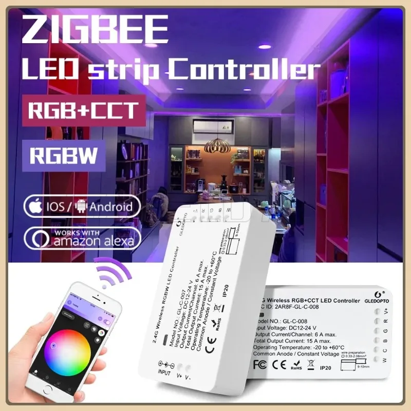 

RGB+CCT RGBW WWCW Zigbee3.0 GL-C-006/007/008/009 ZigBee Smart LED Strip Controller Voice Control Work with SmartThings APP Alexa