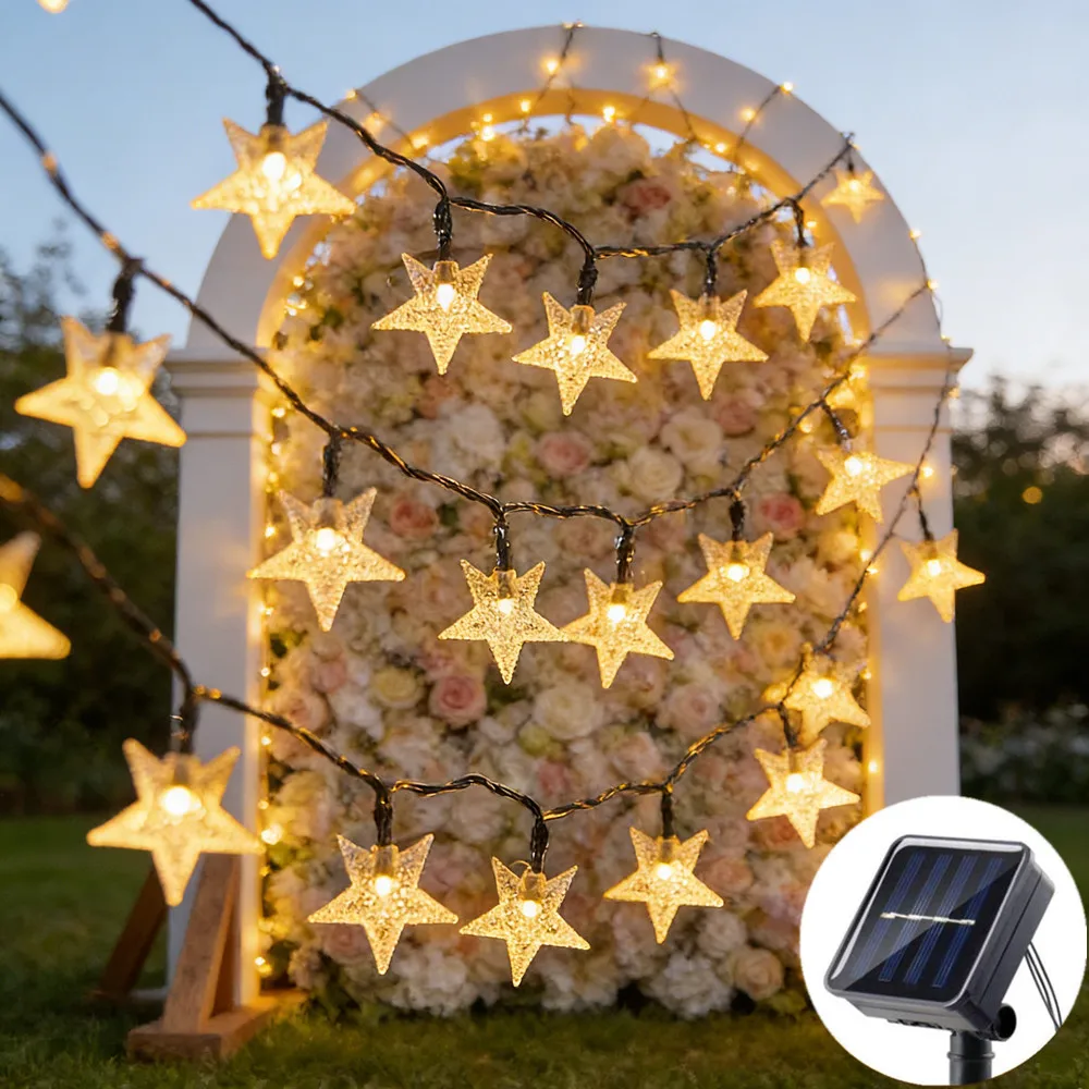 

Outdoor Wedding Light LED 5/7/12M Solar Star String Lights Fairy Lights for Garden Patio Courtyard Party Christmas Decoration