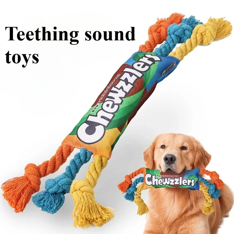 

Dog Chewing Sound Toy Puppy Colorful Cotton Chewing Knot Toy Durable Dog Cleaning Teeth Braided Bone Rope Pet Dog Accessories