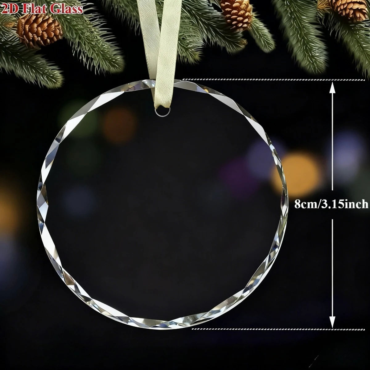 مسطح ثنائي الأبعاد، زينة إعلان التاريخ المخصص لعام 2026 - تذكار زجاجي للحمل ( أيقونة) مع تصميم مشبك الصور - عيد الميلاد