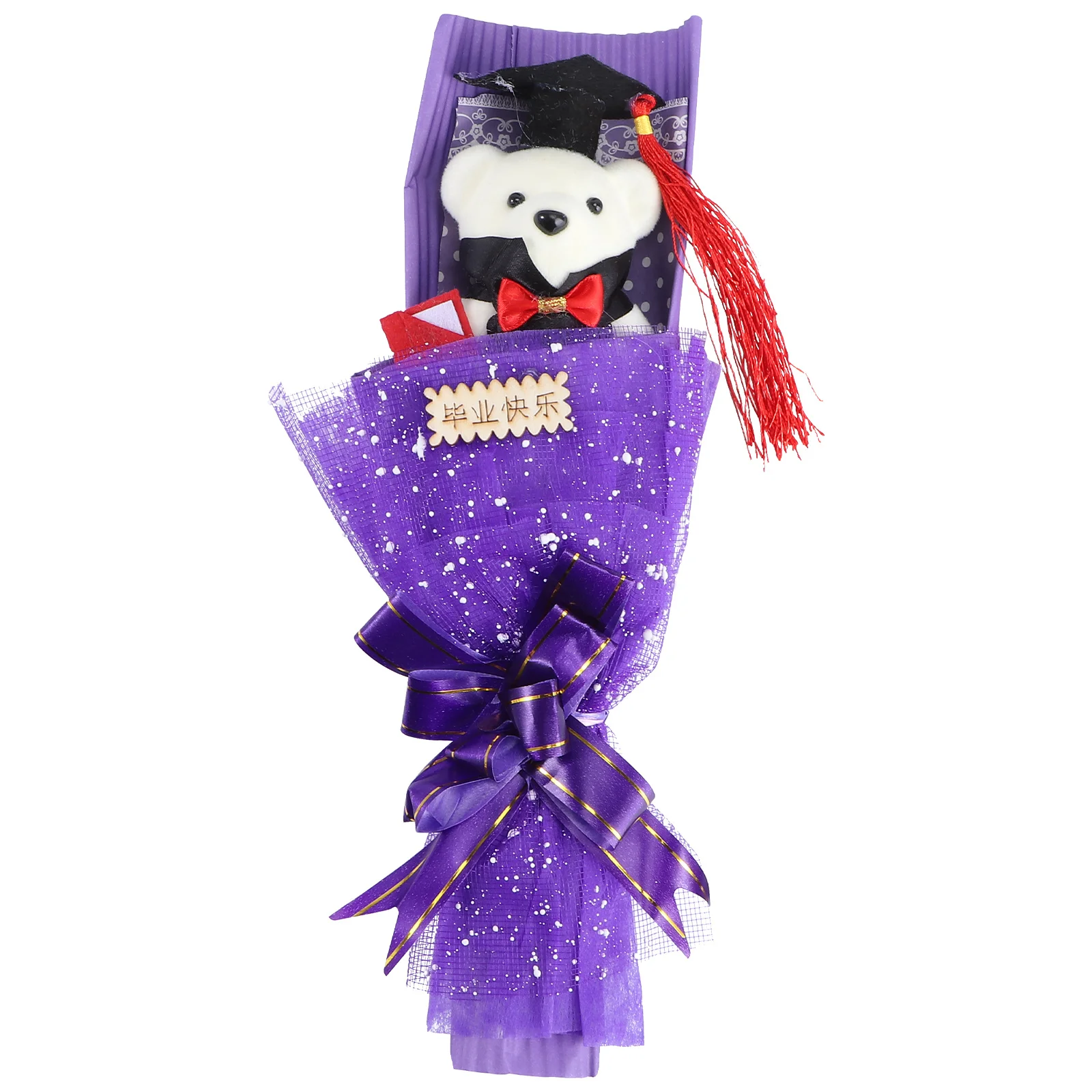 1 szt. Bukiet z misiami na ukończenie szkoły, wysokiej jakości bukiet na ukończenie szkoły, wielofunkcyjny prezent na ukończenie studiów dla absolwentów